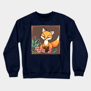 Cute Folk Art Fox With Flowers Crewneck Sweatshirt